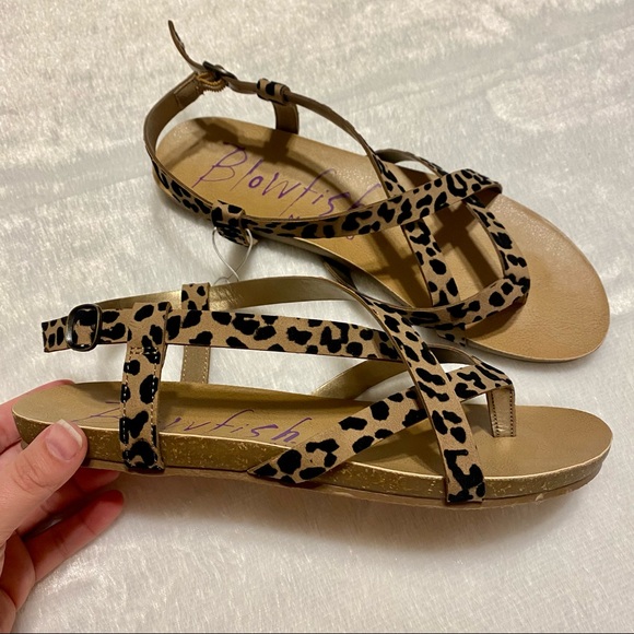 NEW Blowfish Malibu Pixi Leopard Print Strappy Sandals - Picture 2 of 11
